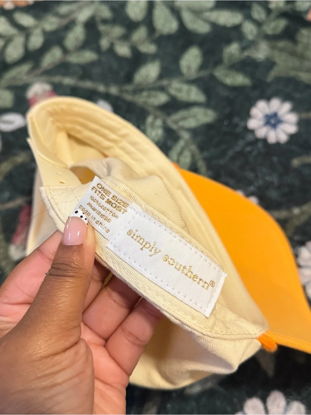 Good Energy Embroidered Cap in Cream & Orange
